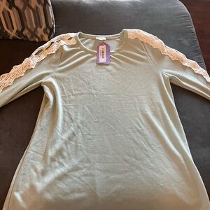 Mint Green Lace Accent Women's Top